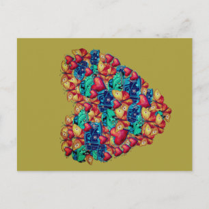 Carte postale Valentine, Papillons de coeur Hippie