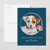 Carte Postale Valentine Puppy Flower de vacances (Devant / Derrière)