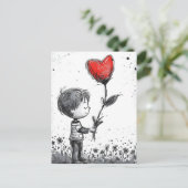 Carte postale Valentine - Romantique Boy Heart bal (Debout devant)