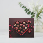 Carte Postale valentine s day chocolates en heart shapbox (Debout devant)