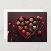 Carte Postale valentine s day chocolates en heart shapbox (Devant / Derrière)