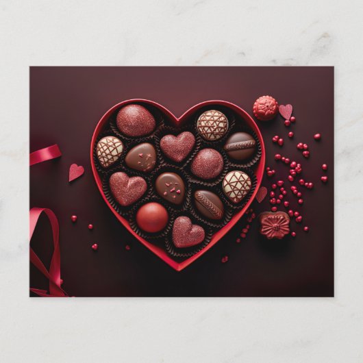Carte Postale valentine s day chocolates en heart shapbox (Devant)