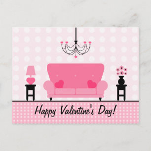 Carte postale Valentine - Salon rose