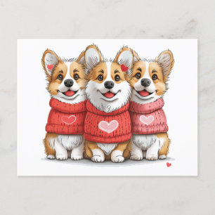 Carte Postale Valentines Day Chiens de Corgi gallois Pembroke