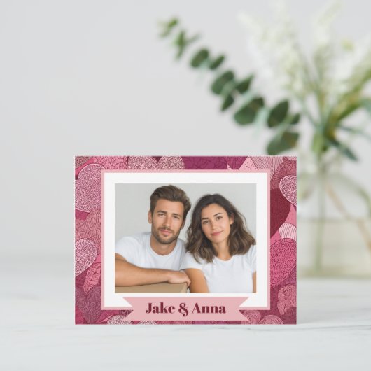 Carte Postale Valentine's Day Couple Card | Custom Photo (Debout devant)