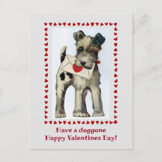 Carte Postale Valentines de Chien de Terrier vintage (Devant)