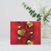 Carte Postale Valentines dorées et rouges (Debout devant)