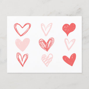Carte Postale Valentine's Hearts Rose minimaliste moderne