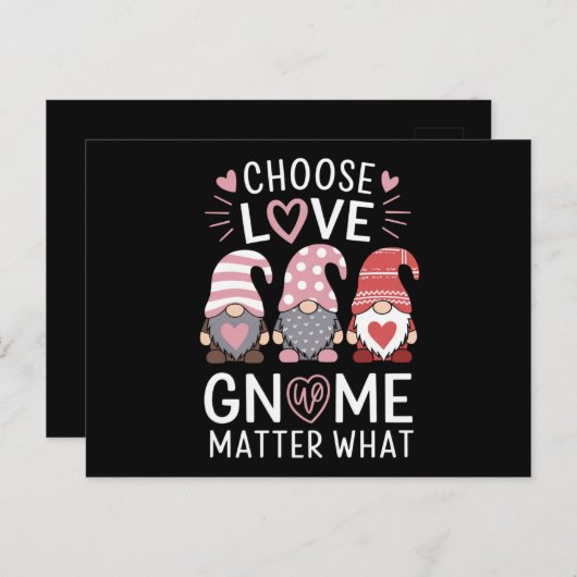 Carte Postale Valentines Jour Choisir Amour Gnome Matière Quoi (Devant / Derrière)