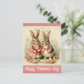 Carte Postale Valentines Jour Cute lapin Vintage lapin (Debout devant)