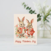 Carte Postale Valentines Jour Cute lapin Vintage lapin (Debout devant)