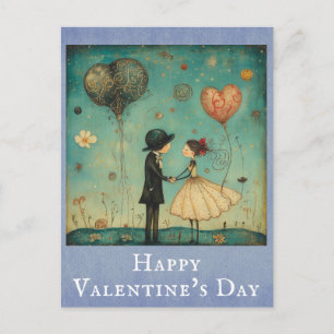 Carte Postale Valentines Jour Cute Vintage Couple Whimsical