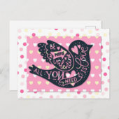 Carte Postale Valentines Jour de mignons Pois d'oiseaux (Devant / Derrière)