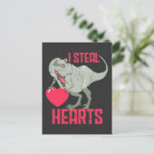 Carte Postale Valentines Jour Drôle Dinosaure Coeur Boy (Debout devant)