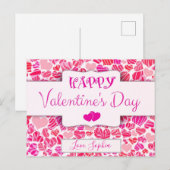 Carte Postale Valentines Jour mignon Moderne Rouge Rose Coeur (Devant / Derrière)