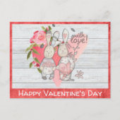 Carte Postale Valentines Jour mignonne lapin rustique lapin rust (Devant)