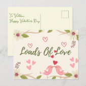 Carte Postale Valentine's Rustic Love Floral Cute (Devant / Derrière)