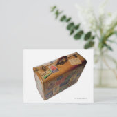 Carte Postale valise à l'ancienne avec autocollants (Debout devant)