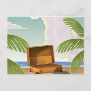 Carte Postale Valise ouverte sur une plage