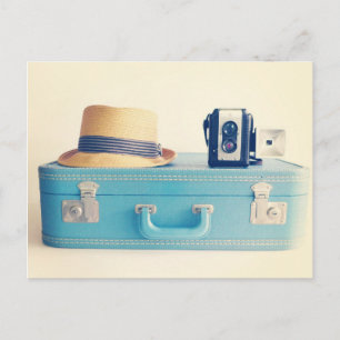 Carte Postale Valise vintage Bon Voyage