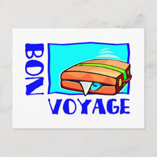 Carte Postale Valise volante remplie de bagages : "Bon voyage !"