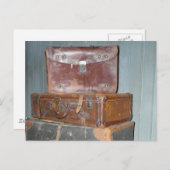 Carte Postale Valises vintages - Bagages empilés (Devant / Derrière)