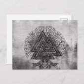 Carte Postale Valknut and Tree of Life Yggdrasil (Devant / Derrière)