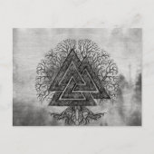 Carte Postale Valknut and Tree of Life Yggdrasil (Devant)