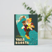 Carte Postale Vallée d'Aoste, garçon et fille faisant de la rand (Debout devant)