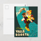 Carte Postale Vallée d'Aoste, garçon et fille faisant de la rand (Devant / Derrière)