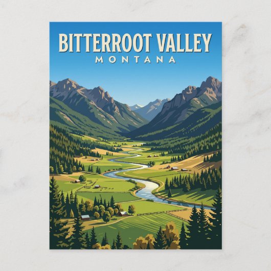 Carte Postale Vallée de Bitterroot Montana (Devant)