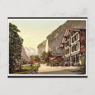 Carte Postale Vallée de Lauterbrunnen, vue sur la rue avec Staub