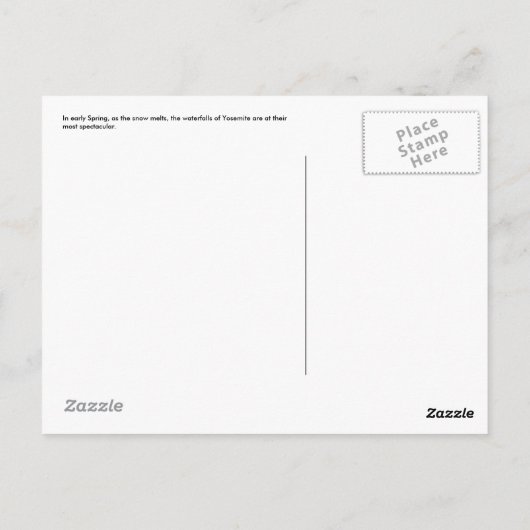 Carte Postale Vallée de Yosemite (Dos)