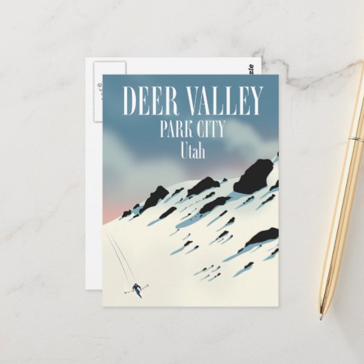 Carte Postale Vallée du Cerf, ville du parc, Utah, affiche de sk (Devant/Arrière en situation)