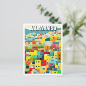 Carte Postale Valparaiso Chili Dessin Abstrait (Debout devant)