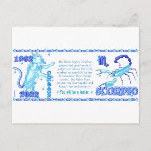 Carte Postale ValxArt Zodiac tigre d'eau né Scorpio 1962 2022
