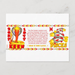 Carte Postale Valxart zodiaque feu serpent né Pisces