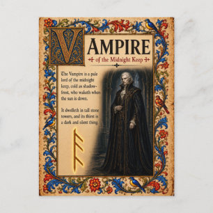 Carte Postale Vampire, Art du Bestiaire Médiéval