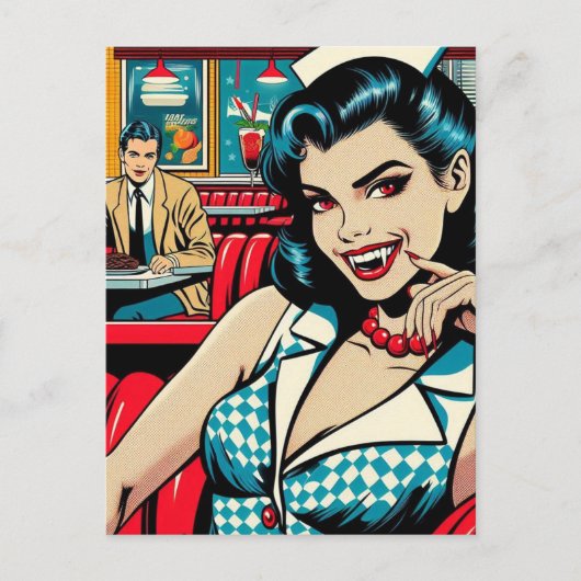 Carte Postale Vampire au Retro Diner (Devant)