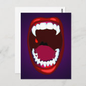 Carte Postale Vampire Dents Horreur Monster Fangs Rouge violet (Devant / Derrière)