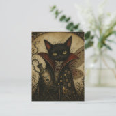 Carte Postale Vampire Féerique Chat Noir Adorable (Debout devant)