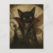 Carte Postale Vampire Féerique Chat Noir Adorable (Devant)