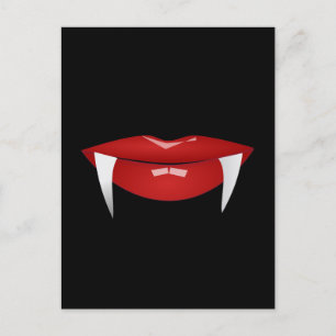 CARTE POSTALE VAMPIRE FEMME LÈVES ROUGES