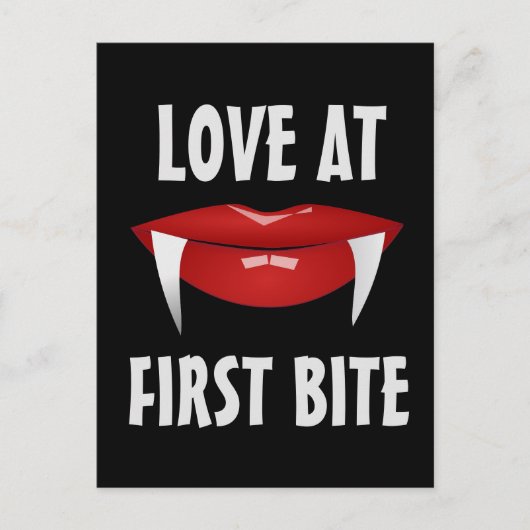 CARTE POSTALE VAMPIRE FEMME LIPS ROUGE AIMER PREMIER BITE (Devant)