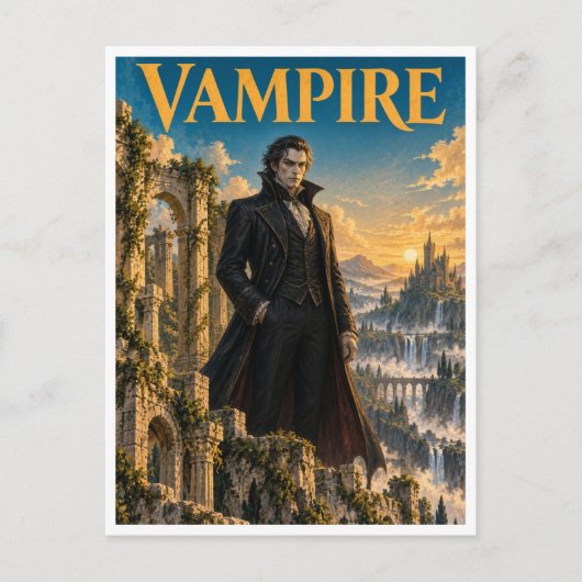 Carte Postale Vampire, Monstre de Fantasy Gothique (Devant)