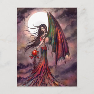 Carte Postale Vampire mystique d'automne Halloween fée art fanta