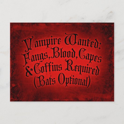Carte Postale Vampire Recherché (Devant)