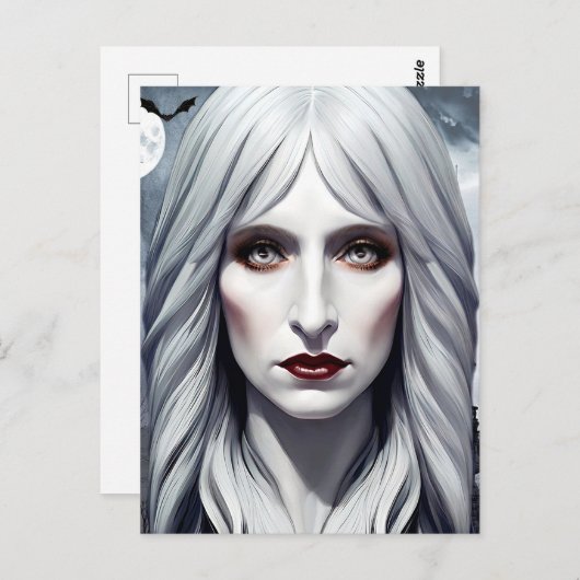 Carte Postale Vampire sorcière femme Imaginaire art noir (Devant / Derrière)