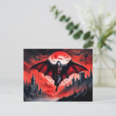 Carte Postale Vampire volant au-dessus du château (Debout devant)