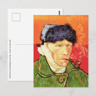 Carte Postale Van Gogh - Autoportrait avec l'oreille bandée et p